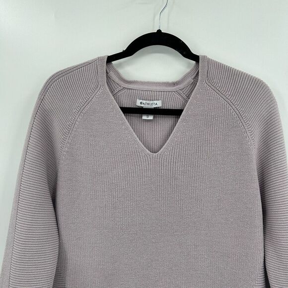 ATHLETA Purple Hanover Merino Wool Blend Knit Oversized V-Neck Sweater Size XS - Picture 6 of 9